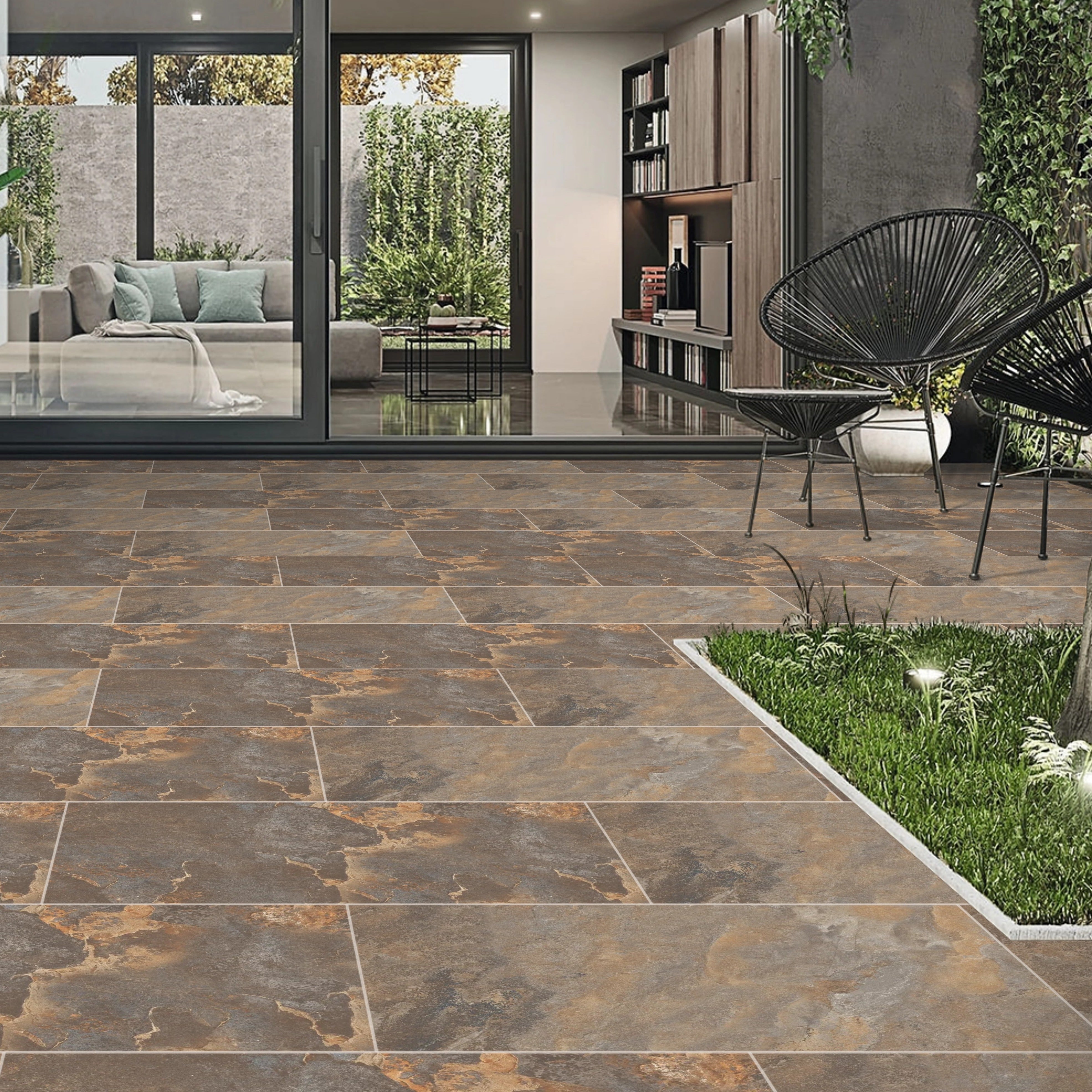 Yorkshire Stone Porcelain 60x90cm Anti Slip Outdoor Parking Garden Matt Tiles