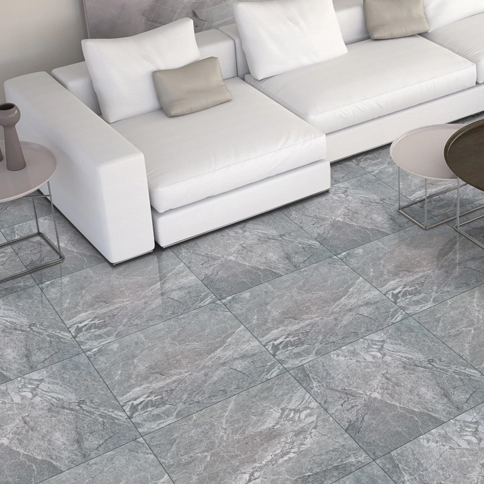 Enigma Grey Porcelain Gloss 60x60cm Wall And Floor Tiles